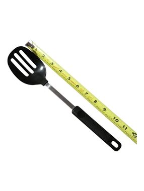 Vintage Ekco Black Nylon Slotted Spoon Utensil Stainless Steel Handle 12" USA